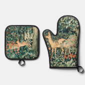 John Dearle "Greenery" Deer & Konijn Patroon Ovenwant & Pannenlap Set (Voorkant)