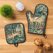 John Dearle "Greenery" Deer & Konijn Patroon Ovenwant & Pannenlap Set (Top down)