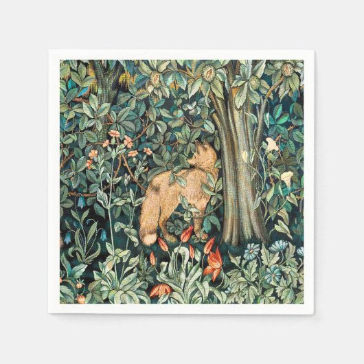 John Dearle "Greenery" - Tree Flower & Fox Servet (Voorkant)