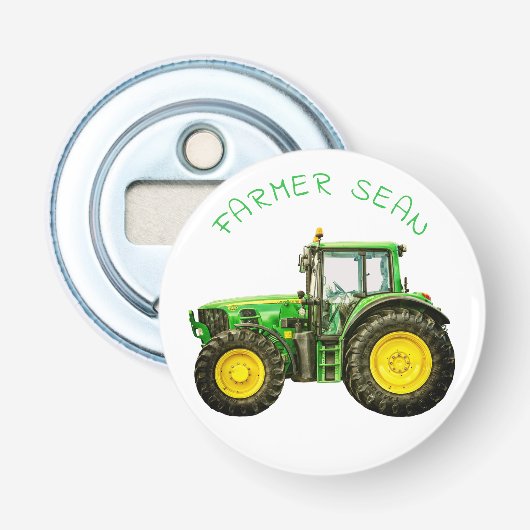 John Deere Tractor voor Boeren Button Flesopener (Voorkant)