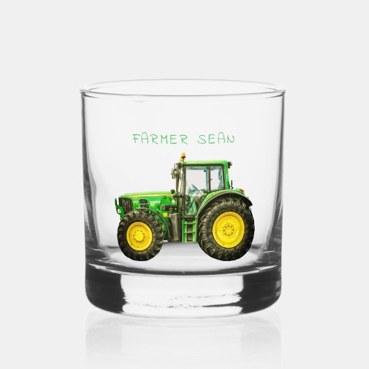 John Deere Tractor voor Boeren Whisky Glas (Achterkant)