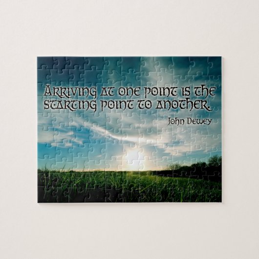 John Dewey Inspirerend Quote "Startpunt" Legpuzzel (Horizontaal)