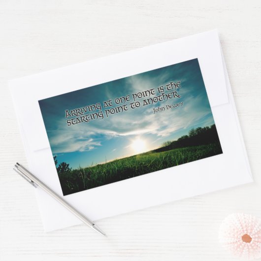 John Dewey Inspirerend Quote "Startpunt" Rechthoekige Sticker (Envelop)