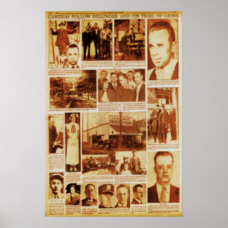 John Dillinger Spoor van Misdaad Publiek Vijand #1 Poster