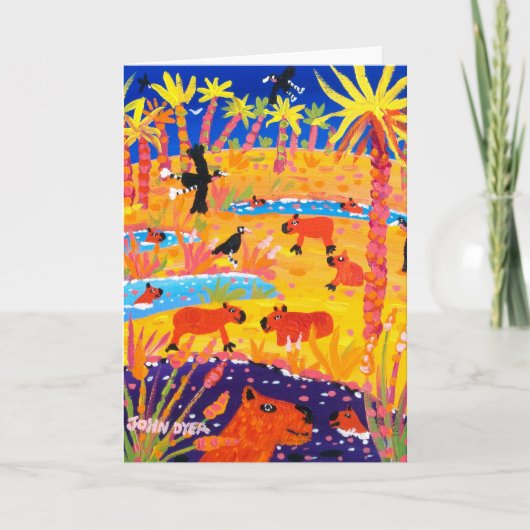 John Dyer Art Card Brazilian Capybara Feestdagen Kaart (Voorkant)