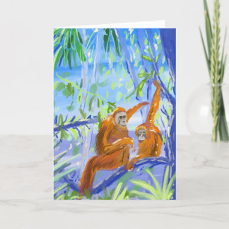 John Dyer Art Card Orangutans in Borneo Feestdagen Kaart