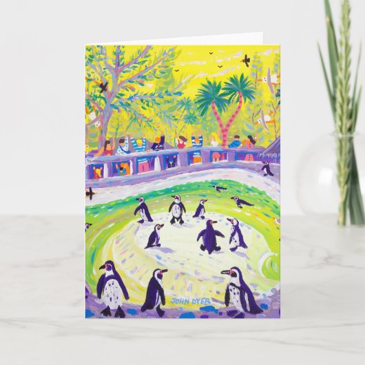 John Dyer Art Card Penguin pool bij de dierentuin Feestdagen Kaart (Voorkant)