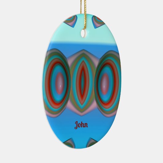 JOHN ~ EASTER EGG ~ FRACTAL Blue Red Pink ~ Keramisch Ornament (Rechts)