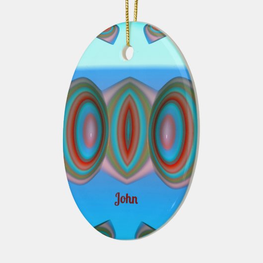 JOHN ~ EASTER EGG ~ FRACTAL Blue Red Pink ~ Keramisch Ornament (Links)