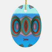 JOHN ~ EASTER EGG ~ FRACTAL Blue Red Pink ~ Keramisch Ornament (Voorkant)