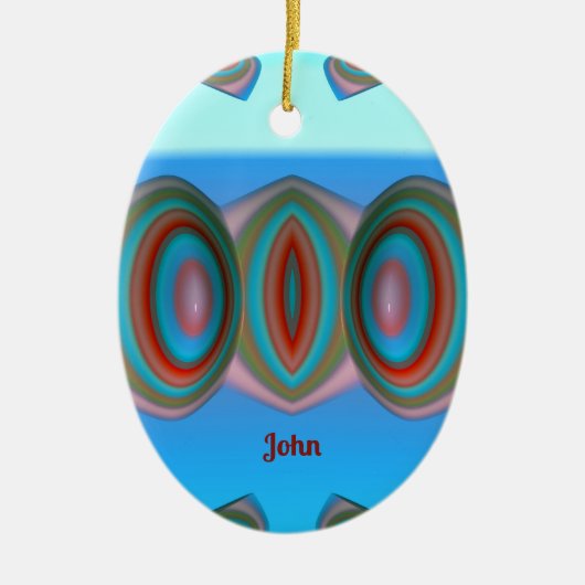 JOHN ~ EASTER EGG ~ FRACTAL Blue Red Pink ~ Keramisch Ornament (Voorkant)