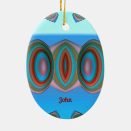 JOHN ~ EASTER EGG ~ FRACTAL Blue Red Pink ~ Keramisch Ornament