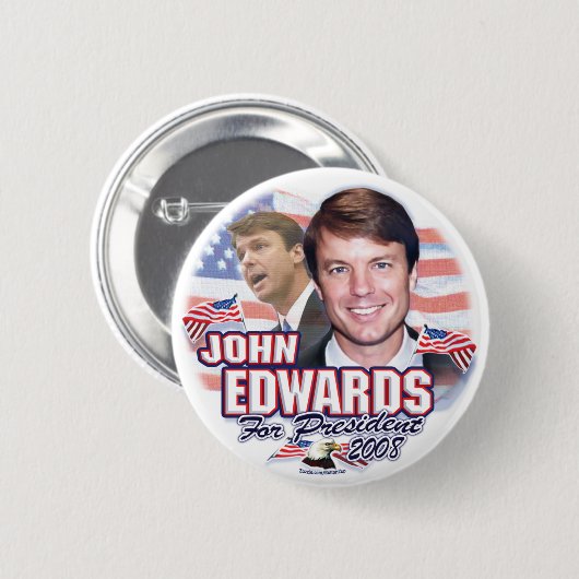 John Edwards voor President 2008 Button (Voorkant /achterkant)