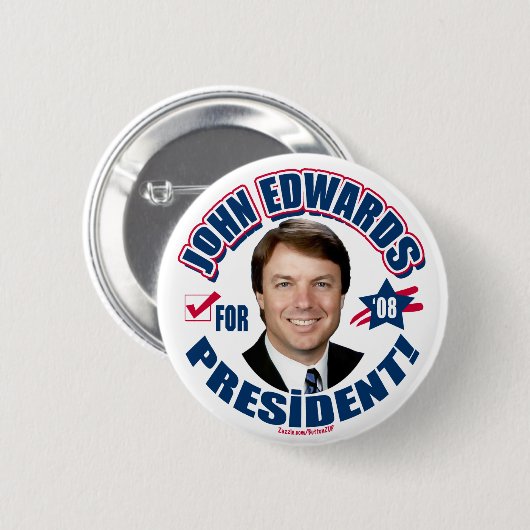 John Edwards voor President 2008 Button (Voorkant /achterkant)