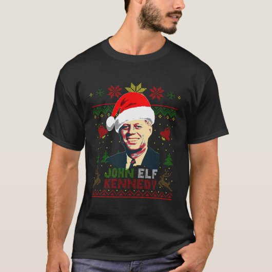 John Elf Kennedy Grappige Kerstmis T-shirt (Voorkant)