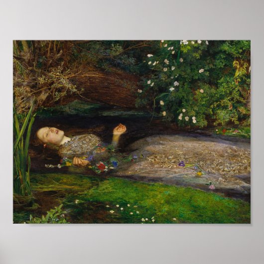 John Everett Millais - Ophelia Poster (Voorkant)