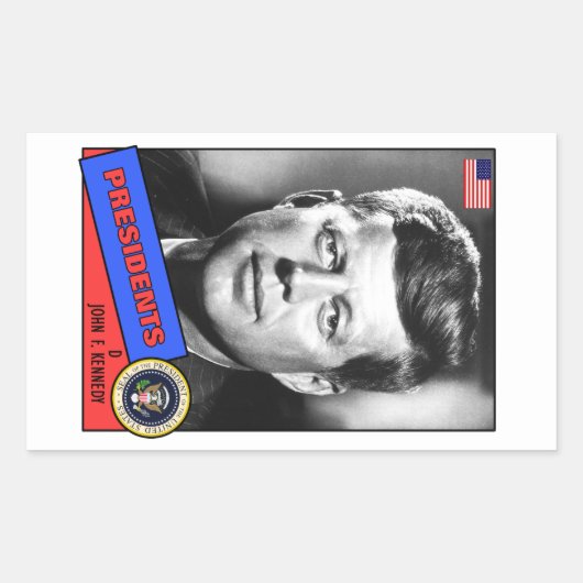 John F. Kennedy Baseball Card Rechthoekige Sticker (Voorkant)