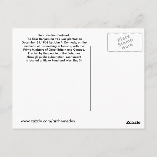 John F. Kennedy Briefkaart (Achterkant)