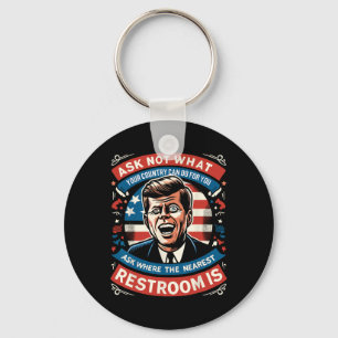 John F. Kennedy Grappig Patriottisch Toilet Meme 4 Sleutelhanger