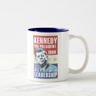 John F. Kennedy Historic Presidential Poster Tweekleurige Koffiemok