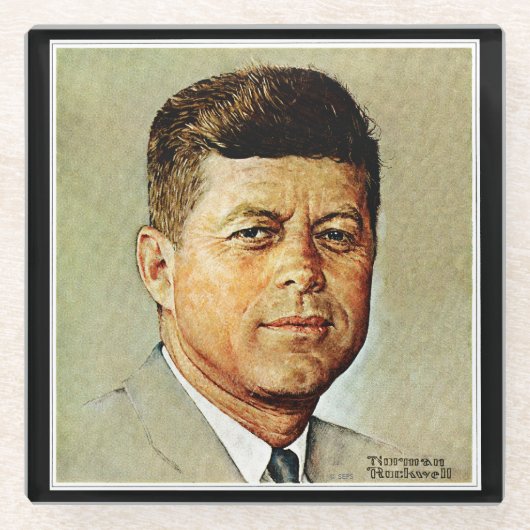 John F. Kennedy in MEMORIAM 2 Glazen Onderzetter (Voorkant)