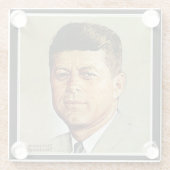 John F. Kennedy in MEMORIAM 2 Glazen Onderzetter (Achterkant)