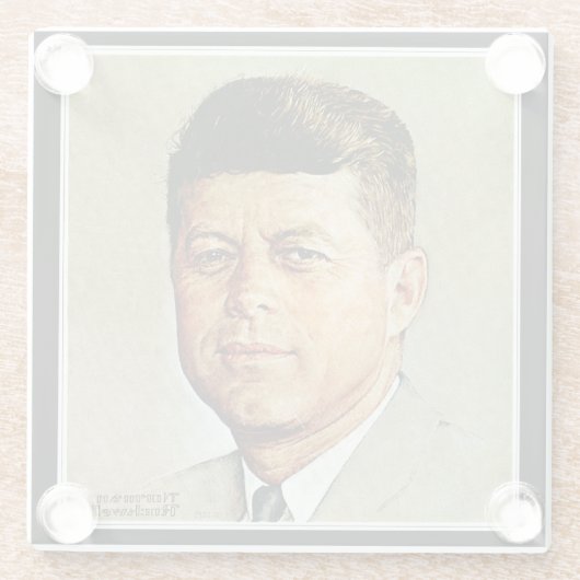 John F. Kennedy in MEMORIAM 2 Glazen Onderzetter (Achterkant)