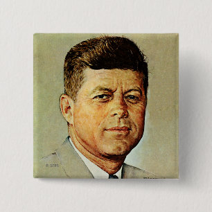 John F. Kennedy in MEMORIAM 2 Vierkante Button 5,1 Cm