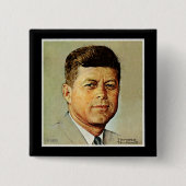 John F. Kennedy in MEMORIAM Vierkante Button 5,1 Cm (Voorkant)