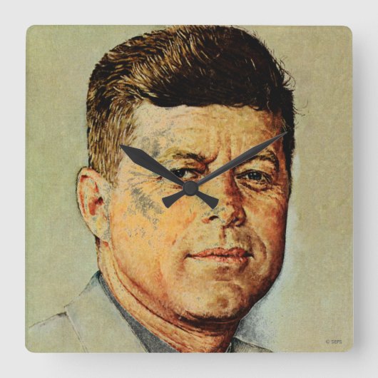 John F. Kennedy in MEMORIAM Vierkante Klok (Voorkant)