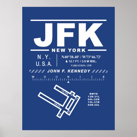 John F. Kennedy International Airport JFK Poster (Voorkant)