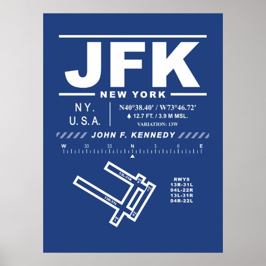 John F. Kennedy International Airport JFK Poster (Voorkant)