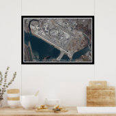 John F Kennedy Intl Airport New York Satellite Map Poster (Keuken)