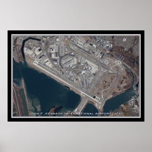 John F Kennedy Intl Airport New York Satellite Map Poster (Voorkant)