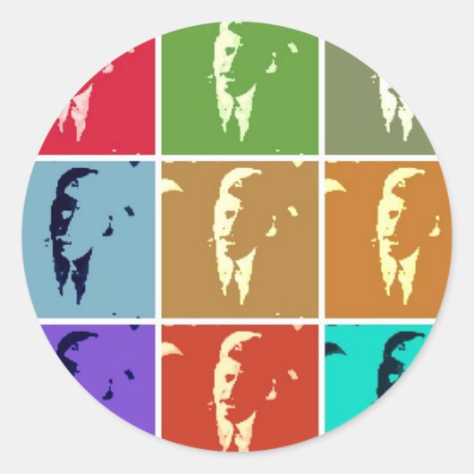 John F Kennedy/JFK Pop Art Ronde Sticker (Voorkant)