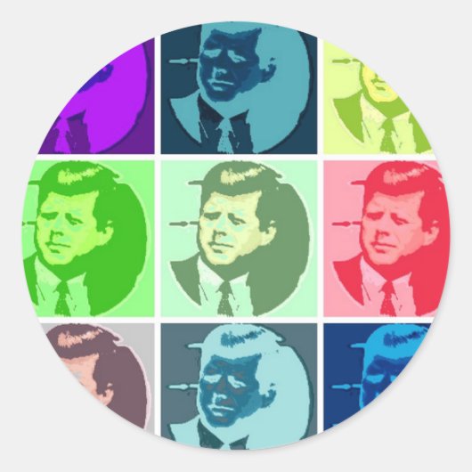 John F. Kennedy/JFK Ronde Sticker (Voorkant)