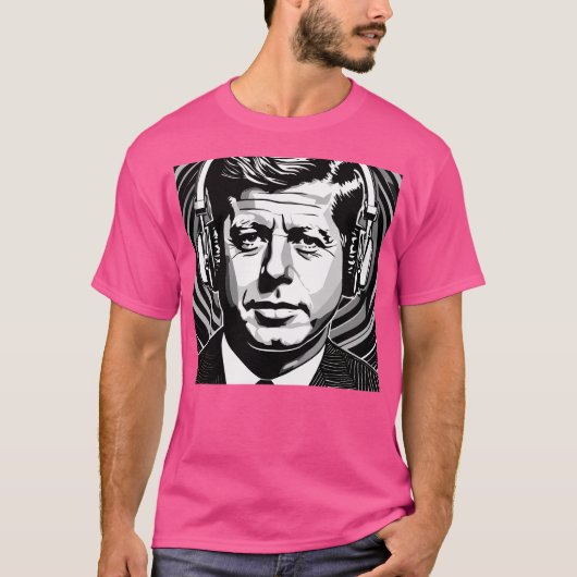 John F. Kennedy met hoofdtelefoon T-shirt (Voorkant)