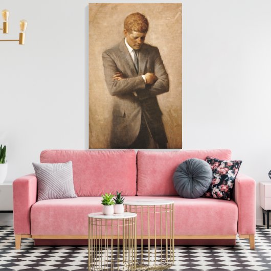 John F Kennedy Officieel portret Canvas Afdruk (Insitu (Woonkamer))