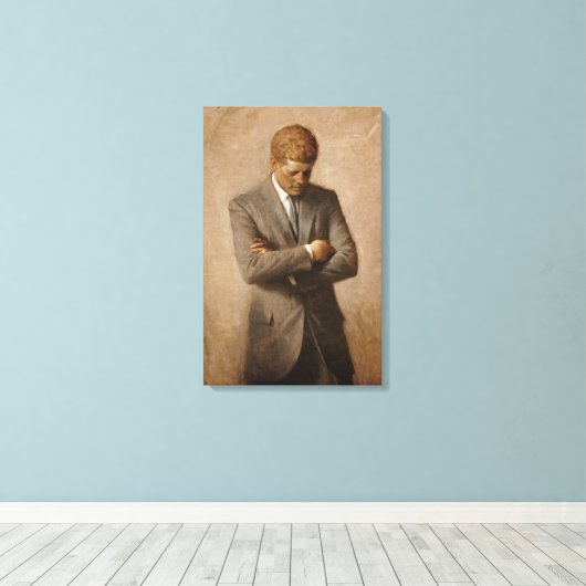 John F Kennedy Officieel portret Canvas Afdruk (Insitu (Houten vloer))