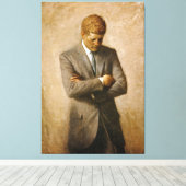 John F Kennedy Officieel portret van Aaron Shikler Canvas Afdruk (Insitu (Houten vloer))