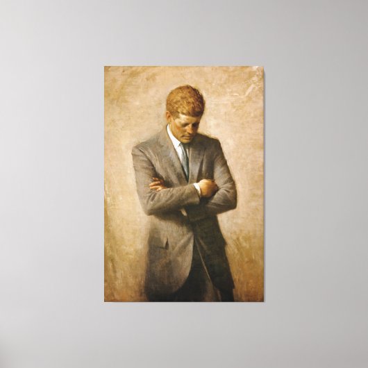 John F Kennedy Officieel portret van Aaron Shikler Canvas Afdruk (Voorkant)