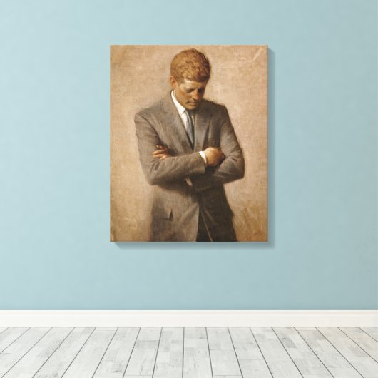 John F. Kennedy Officiële portret Canvas Afdruk (Insitu (Houten vloer))
