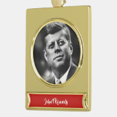 John F Kennedy President Verguld Banner Ornament (Links)