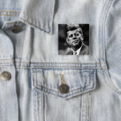 John F Kennedy President Vierkante Button 5,1 Cm (In situ)