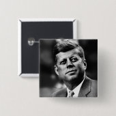 John F Kennedy President Vierkante Button 5,1 Cm (Voorkant /achterkant)