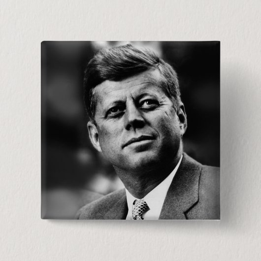 John F Kennedy President Vierkante Button 5,1 Cm (Voorkant)