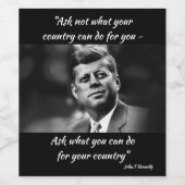 John F Kennedy - President Wijn Etiket (Enkel label)