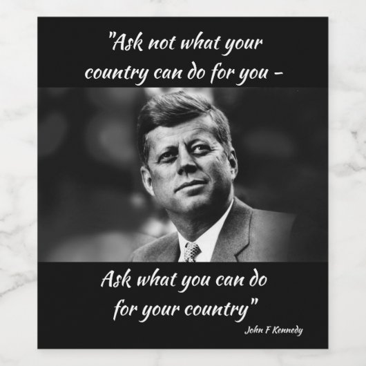 John F Kennedy - President Wijn Etiket (Enkel label)
