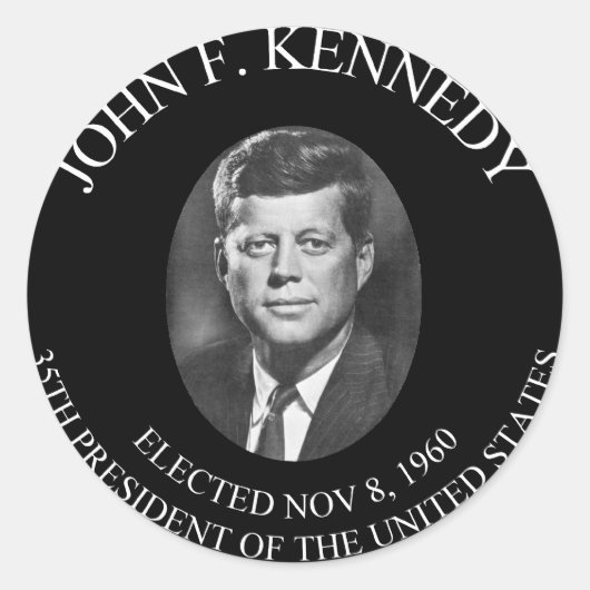 JOHN F. KENNEDY PRESIDENTIAL COIN ........... RONDE STICKER (Voorkant)