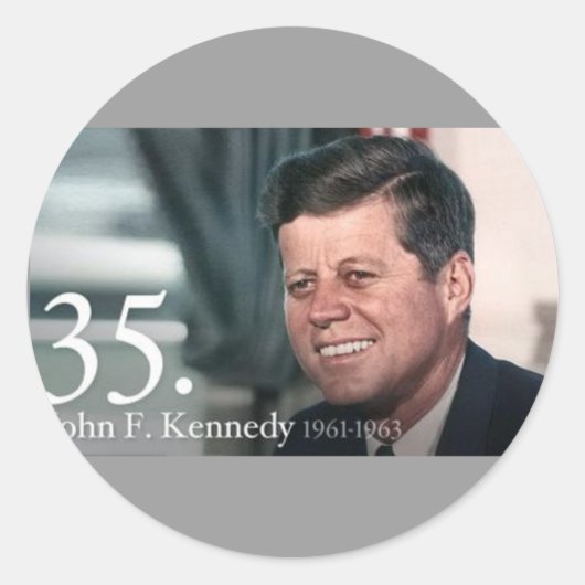 John F Kennedy Ronde Sticker (Voorkant)